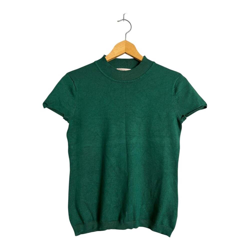 Philosophy Womens Green Sweater knit Preppy Twee SP Pullover Fitted Pinup